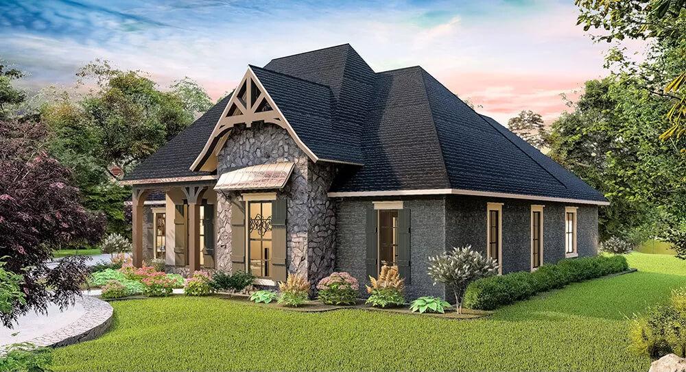 Gabled Roof Charm with Rustic Stone Detailing