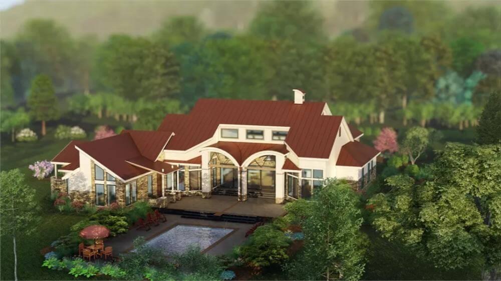 Marvel at the Sweeping Arches and Striking Red Roofs of This Contemporary Retreat