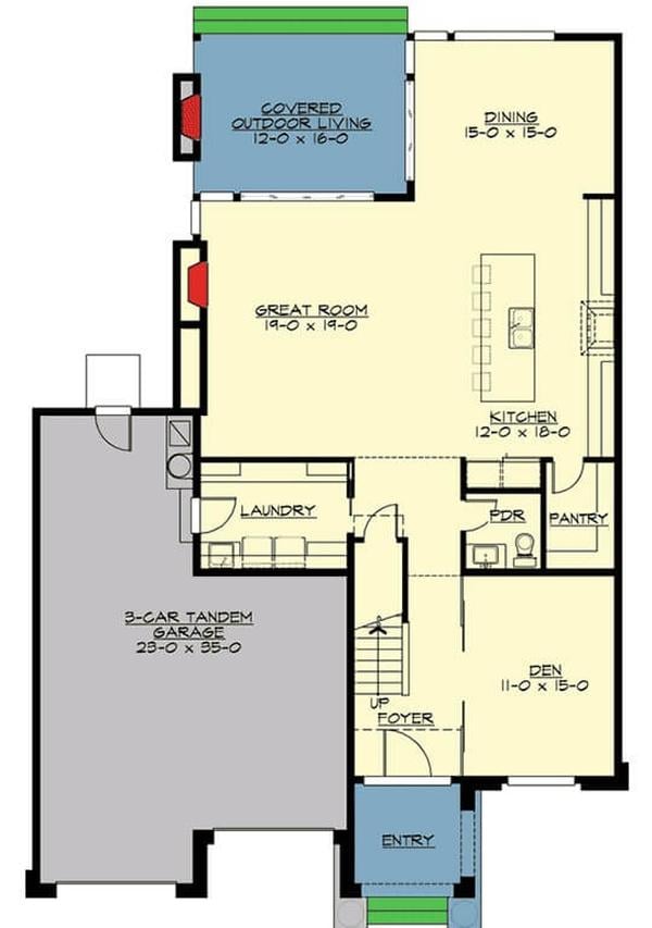 Spacious Main Floor with a 3-Car Tandem Garage and Great Room
