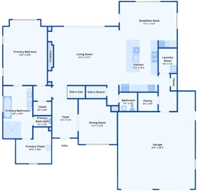 Spacious Main Level Featuring an Expansive Living Room and Cozy Breakfast Nook