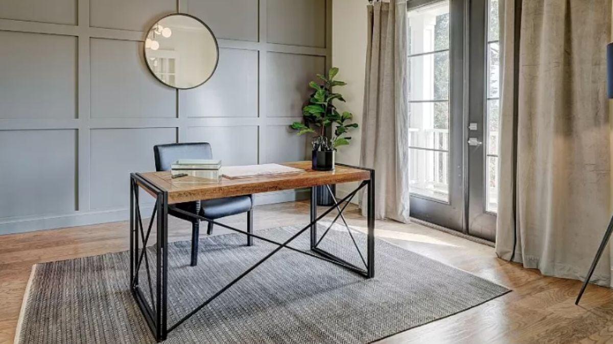 Look at the Elegant Grid Paneling in This Stylish Home Office