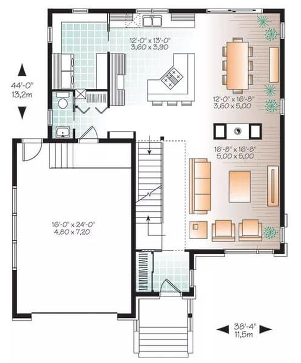Open-Concept Living Area with a Central Kitchen Island