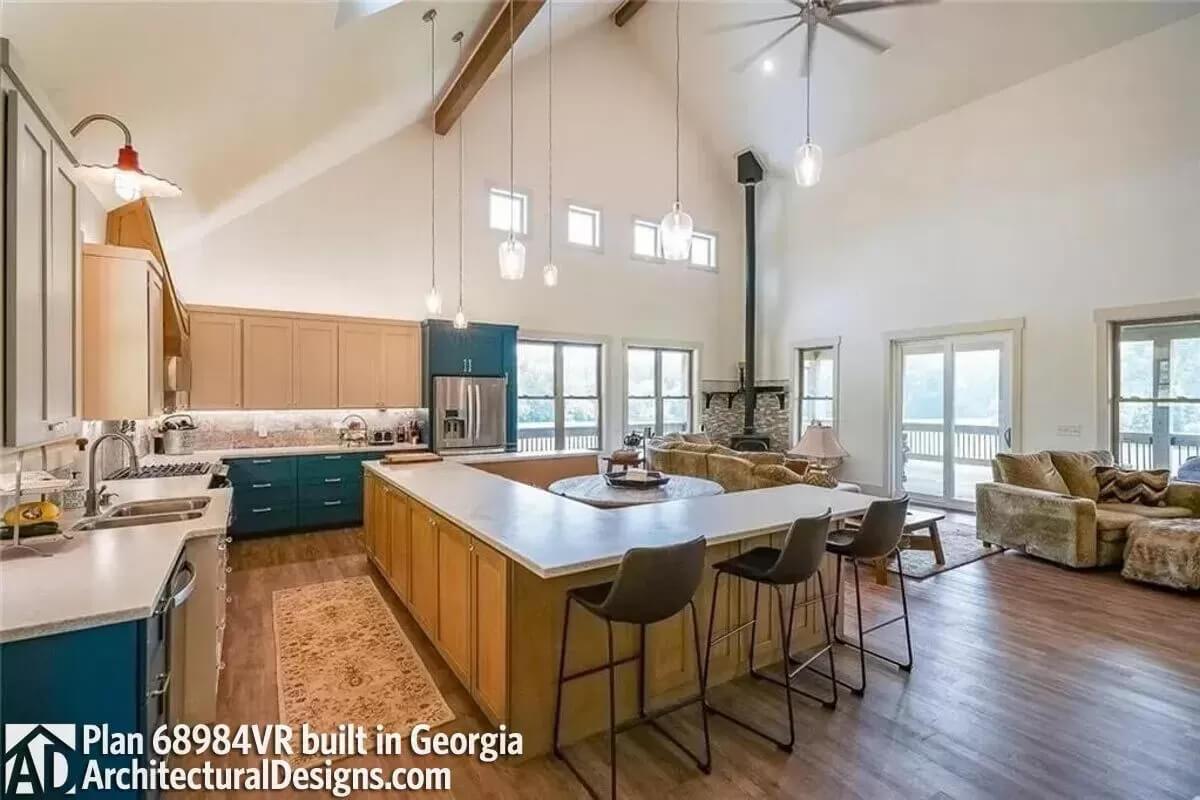 What a Spacious Kitchen with Those Vaulted Ceilings!