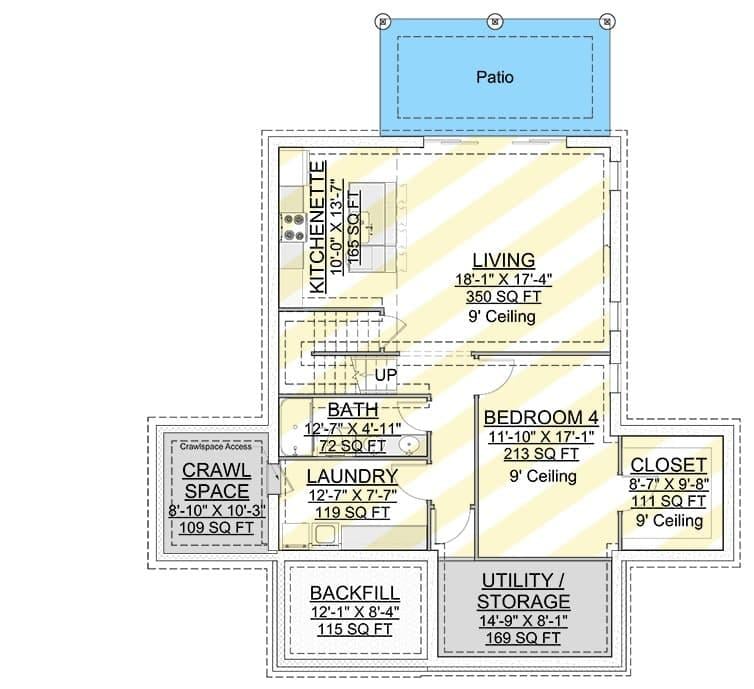 Check Out the Handy Layout of This Basement with Its Own Kitchenette