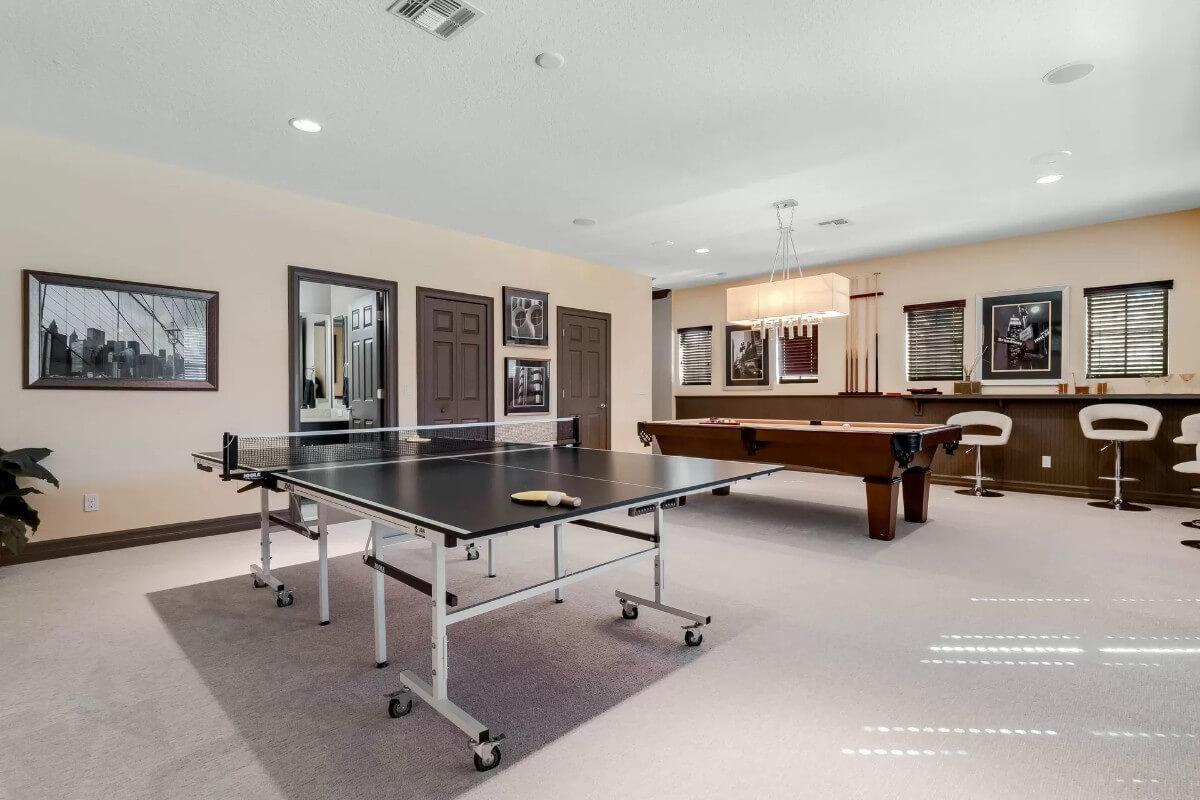 Check Out the Game Room with Both Ping Pong and Pool Tables