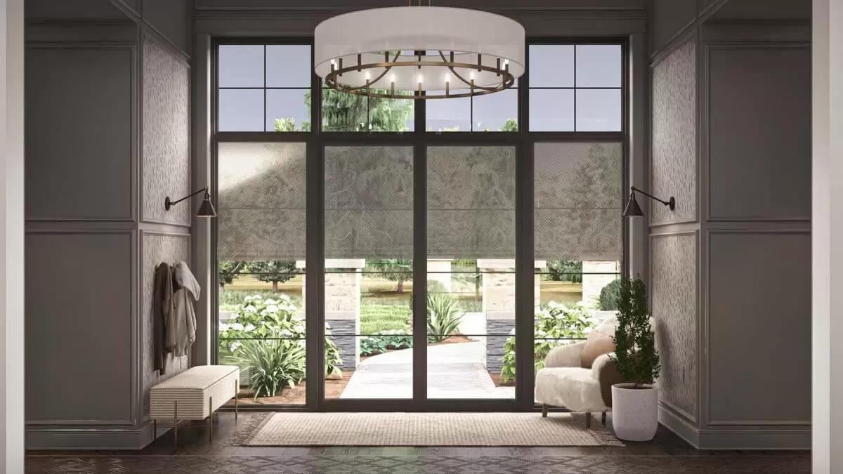 Grand Front Entry with Expansive Glass Doors