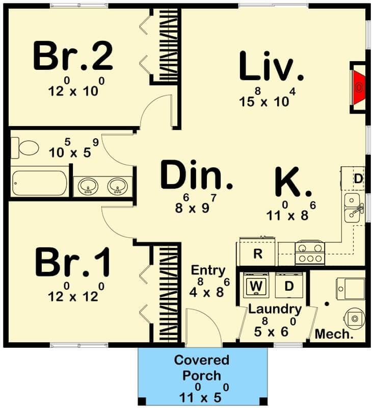 Explore the Efficient Layout of This Craftsman Cottage Floor Plan