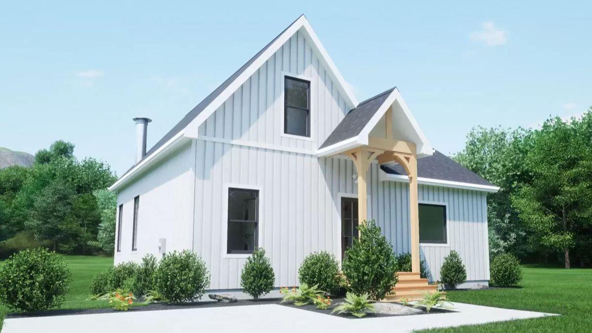 Notice the Timber Entryway on This Crisp Modern Cottage