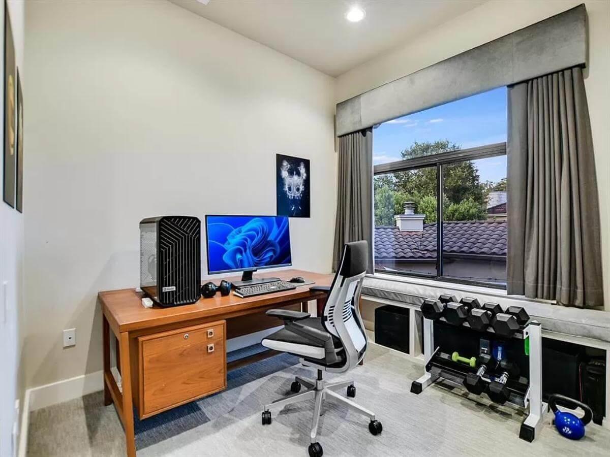 Home Office with a Digital Edge and Workout Nook