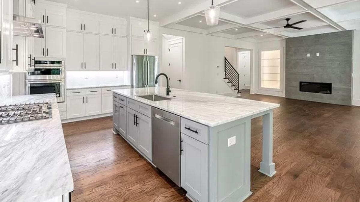 Wow, Look at That Marble Island in This Craftsman Kitchen