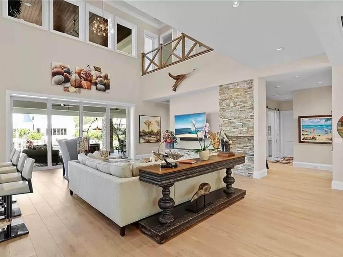 Check Out the Seamless Blend of Stone and Open Concept in This Living Area