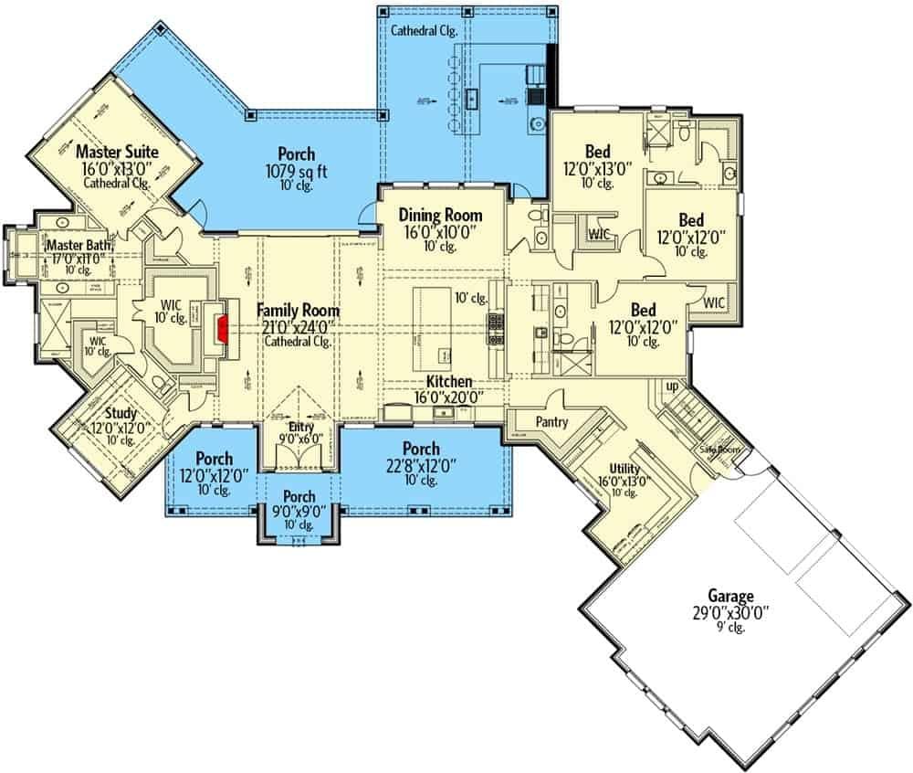 Expansive Floor Plan with Cathedral Ceilings in the Family Room