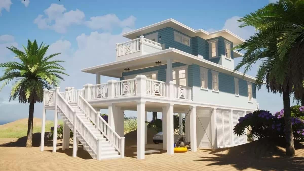 Elevated Beach House with Inviting Front Stairs