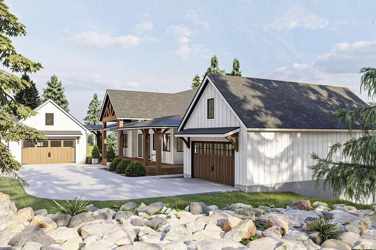 Notice the Timber Accents on This Craftsman-Style Exterior