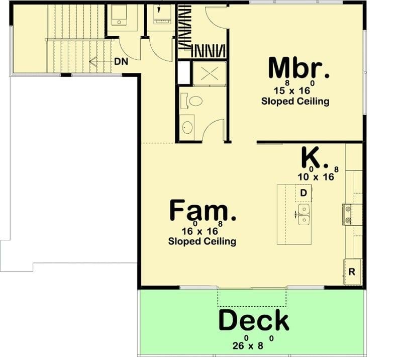 Explore the Spacious Family Room with Sloped Ceiling