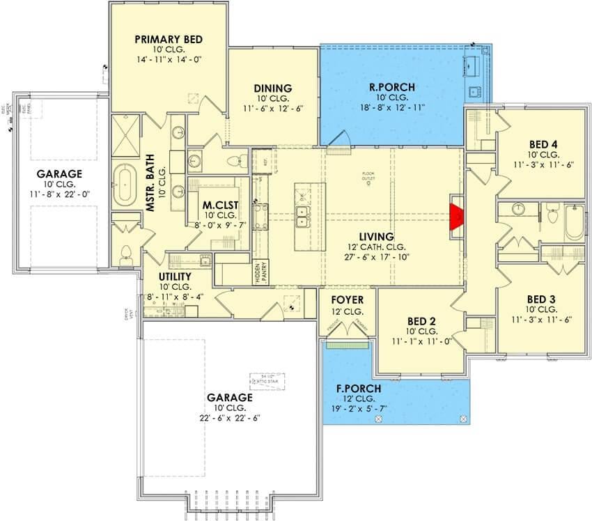 Thoughtful Floor Plan with Multiple Porches and a Central Living Area