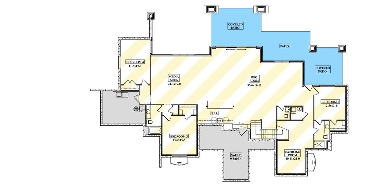 Explore the Versatile Layout with a Spacious Rec Room and Media Area