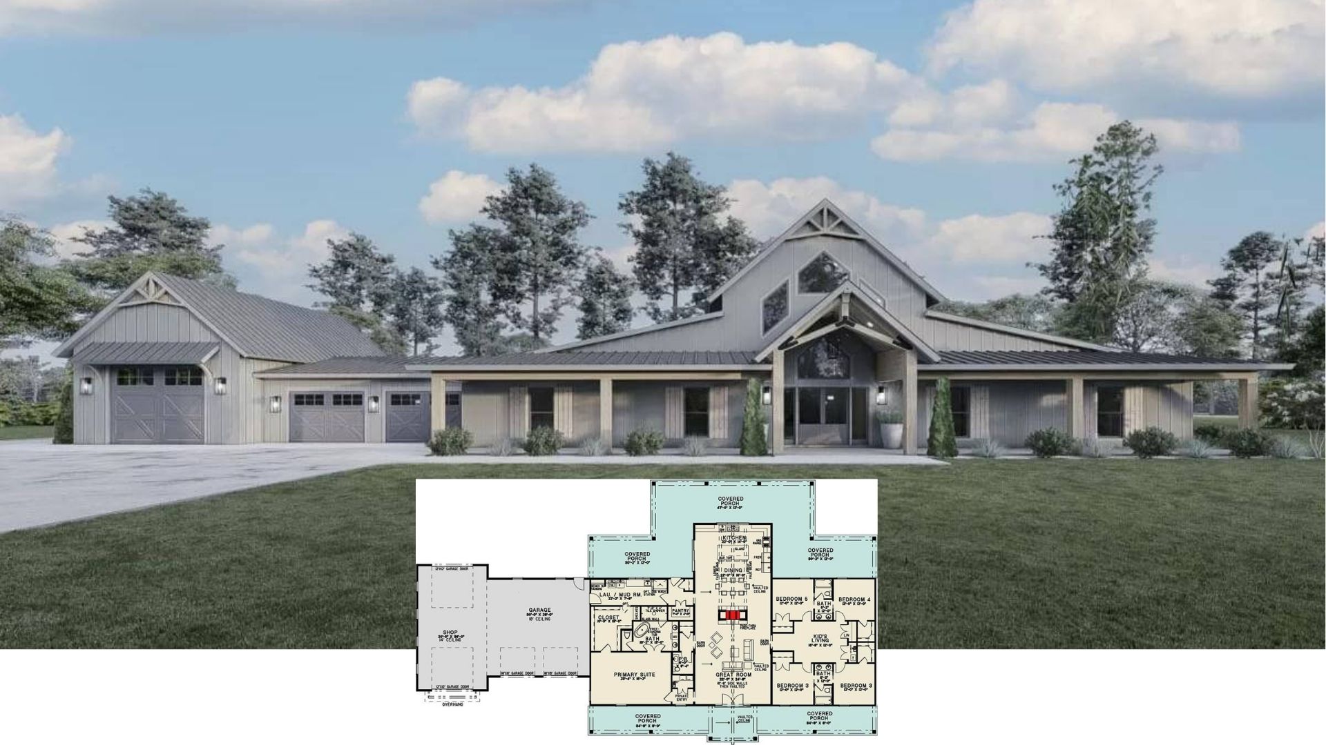 10 Spacious 5-Bedroom House Plans Designed with Inviting Wraparound Porches