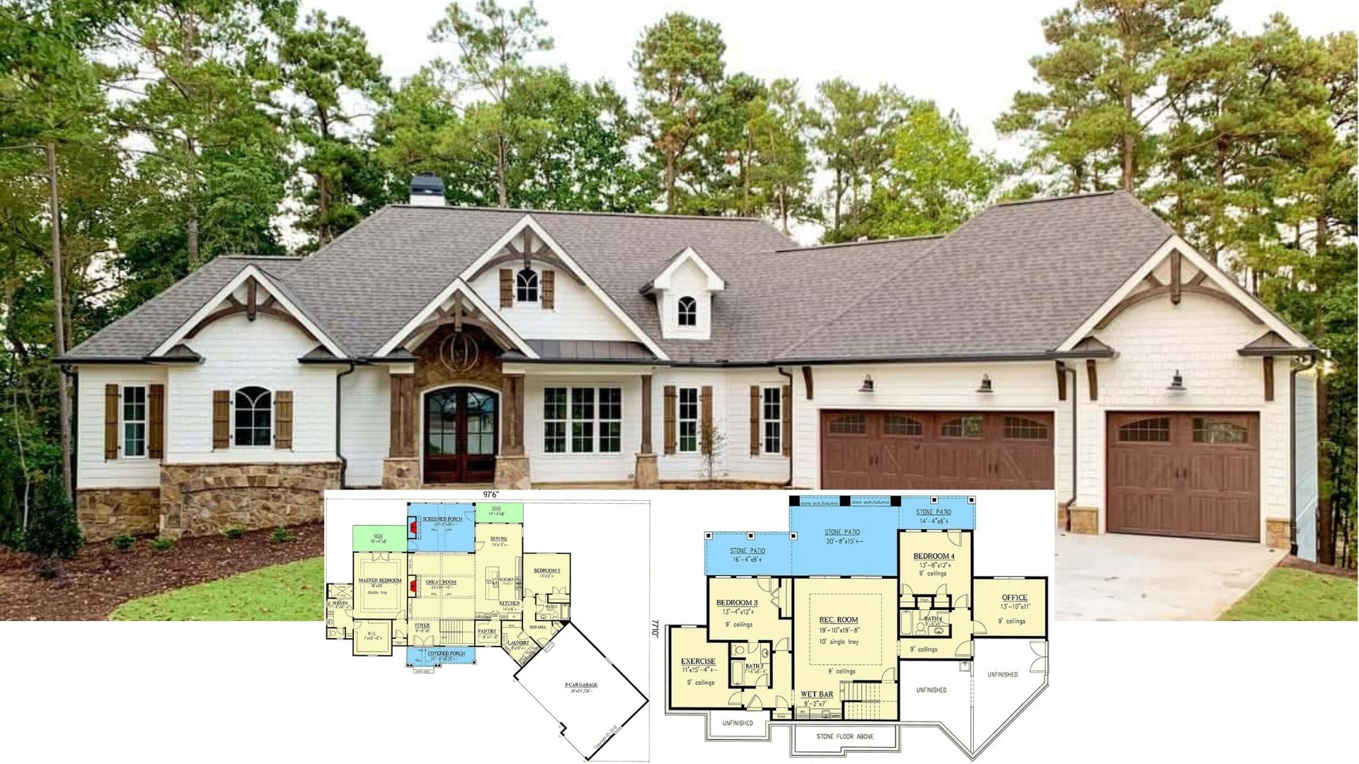 10 of the Best 4-Bedroom House Plans Designed for Car Collectors, Featuring 3+ Garage Bays
