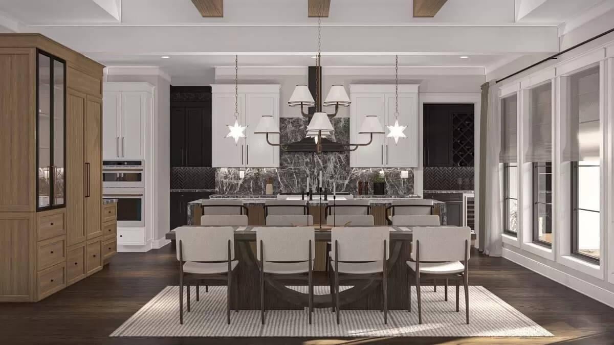 Wow, Look at the Sleek Dining Area with Star Pendant Lighting