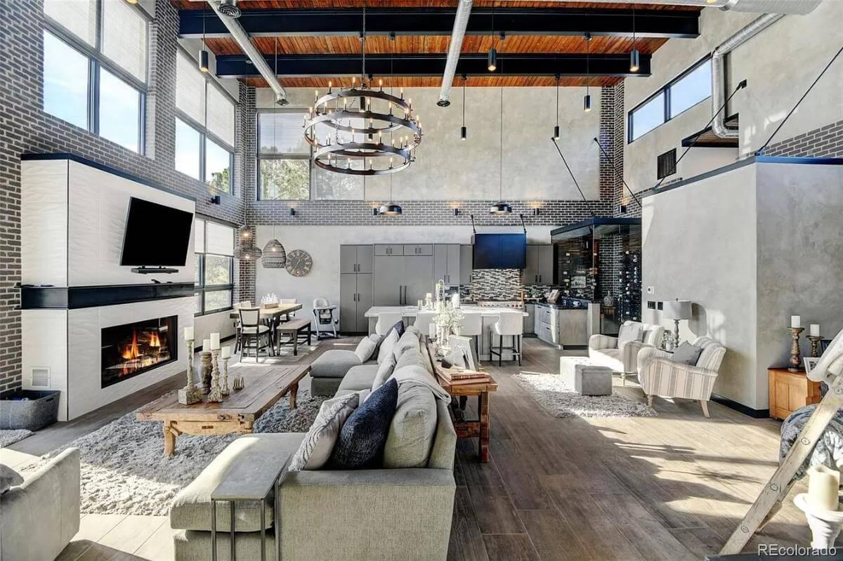 Wow, Check Out the Industrial-Chic Living Space with Double-Height Ceilings