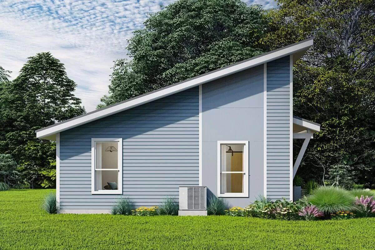 Enjoy the Sleek Angles of This Side Elevation with Shed Roof