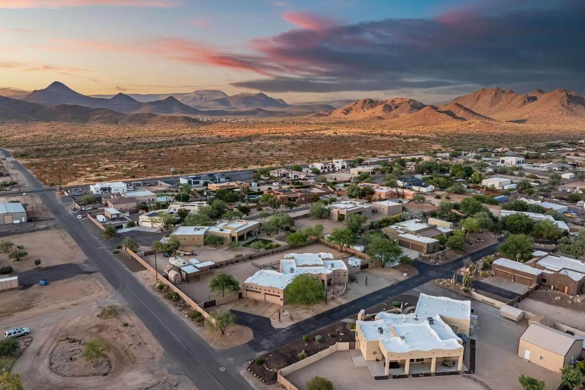 Witness the Expansive Desert Community at Sunset