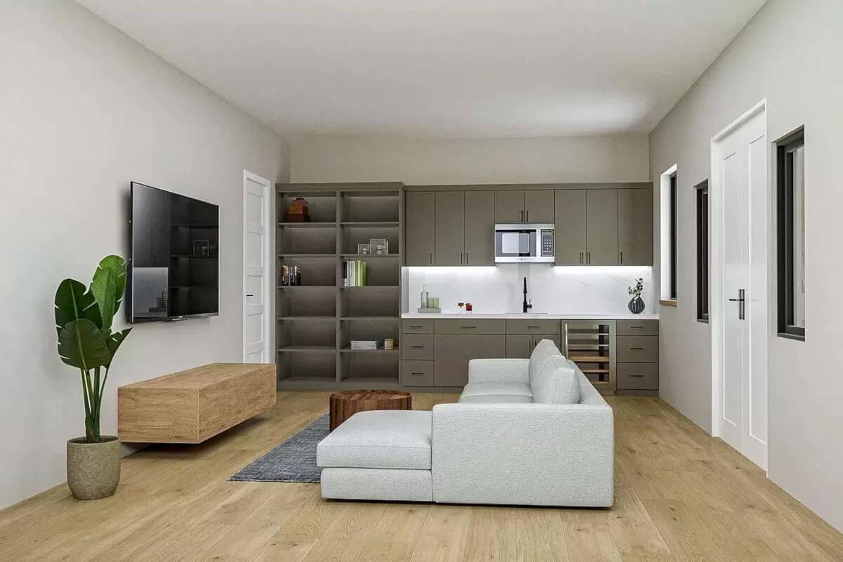 Compact Living Area with Seamless Kitchen Integration