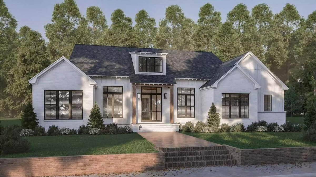 Welcoming Craftsman Facade with Chic Black Windows