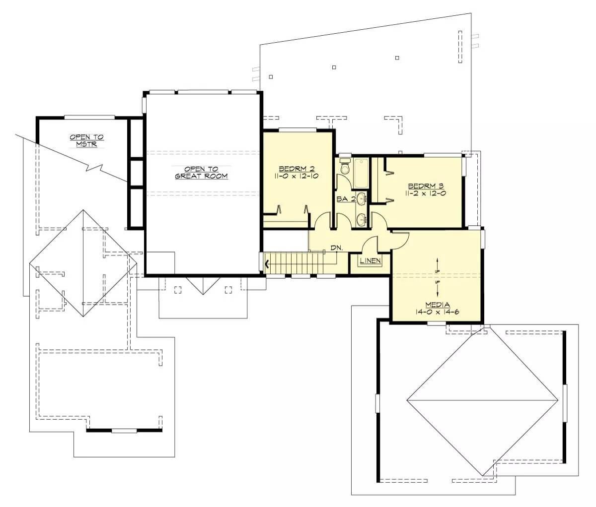 Upper Floor Layout Highlighting a Cozy Media Room