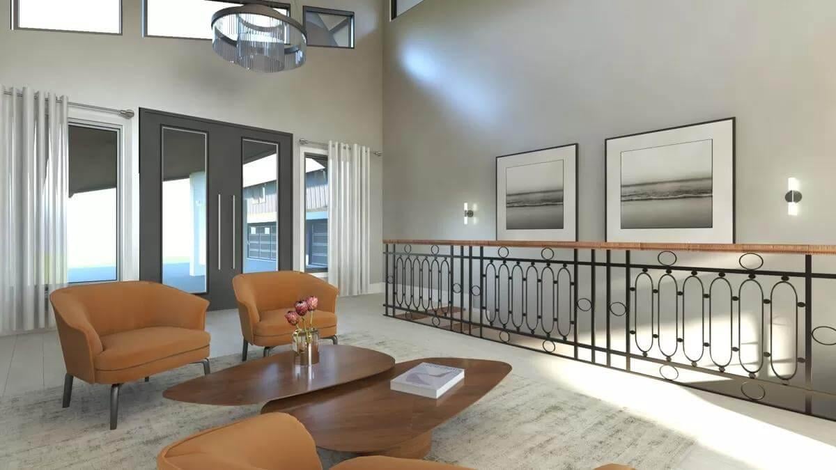 Explore the Airy Loft with Elegant Ironwork and Dramatic Lighting