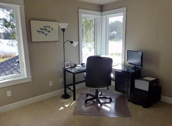 Home Office with Impressive Corner Windows and Lake Views