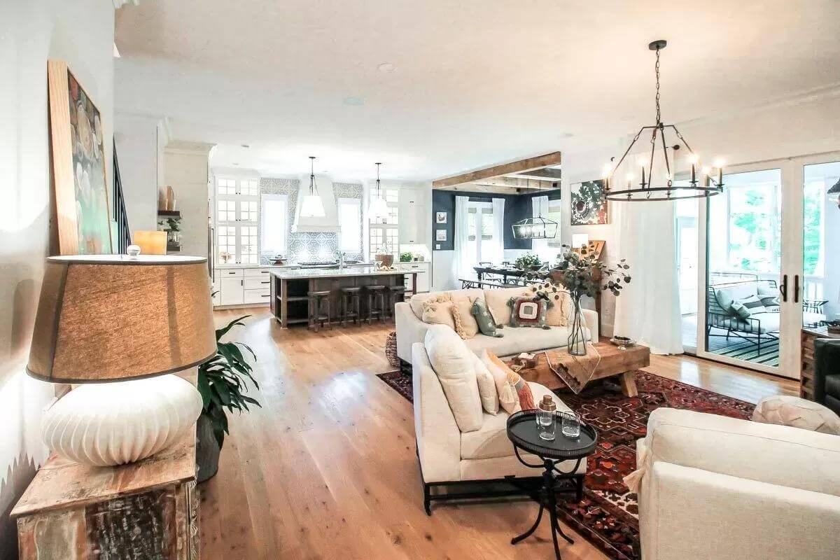 Explore the Seamless Flow from Living Room to Kitchen in This Welcoming Space