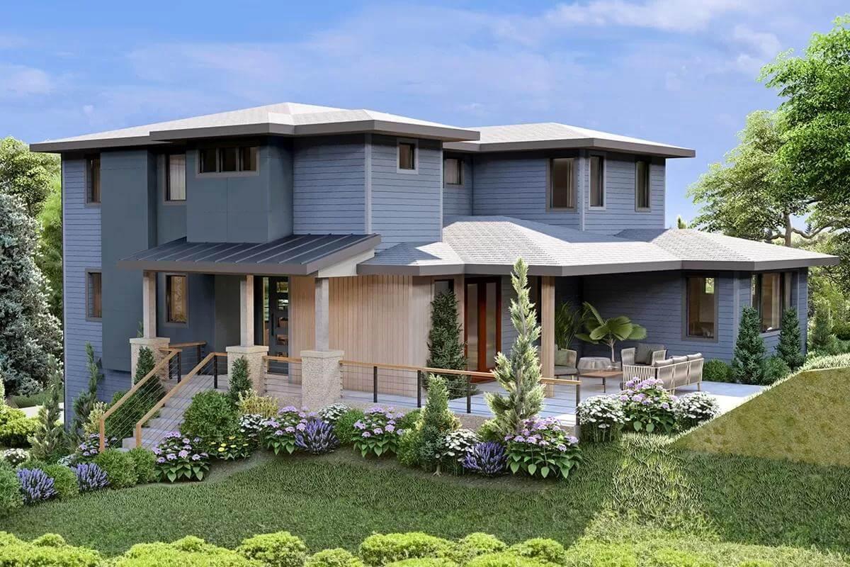 Discover the Artful Blend of Wood Accents and Modern Lines in This Home