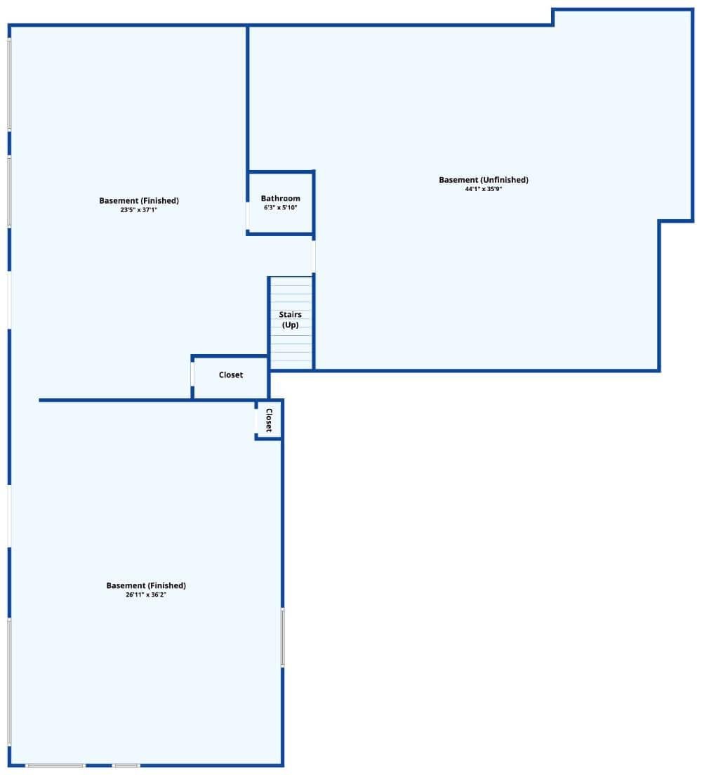 Expansive Basement with Flexible Spaces and Unfinished Potential