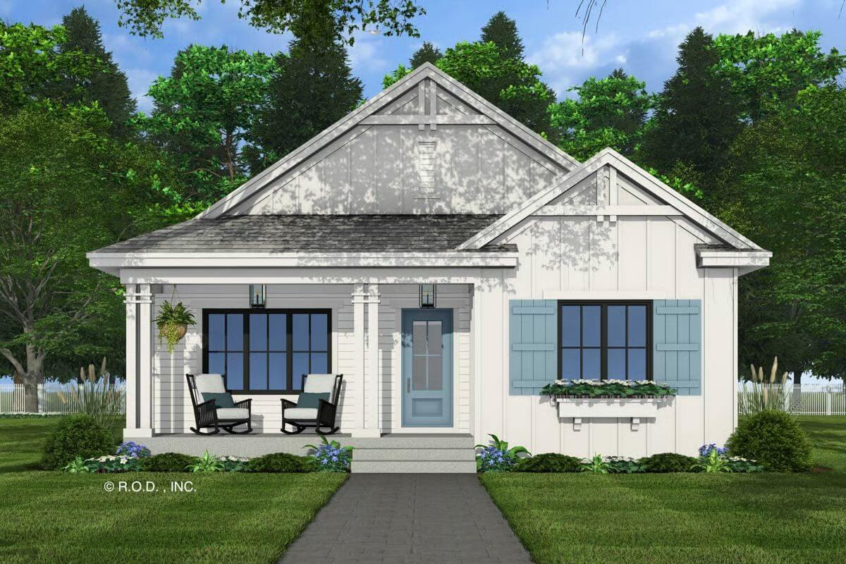 2-Bedroom Farmhouse with Open Floor Plan and Dual Porches (Floor Plan)