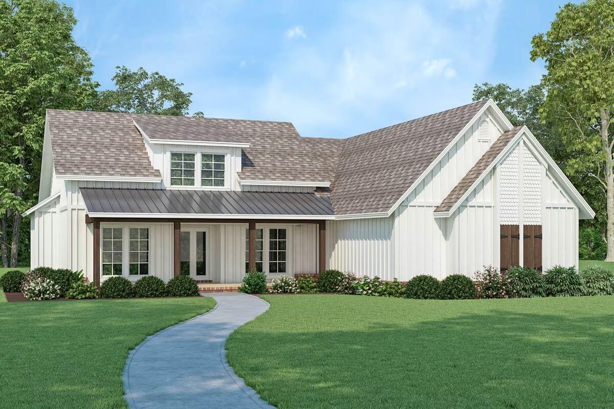 3-Bedroom Modern Farmhouse with Open Living Space and Front Porch (Floor Plan)