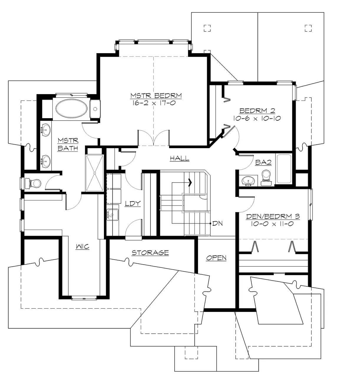 Craftsman Second Floor Plan with Versatile Den