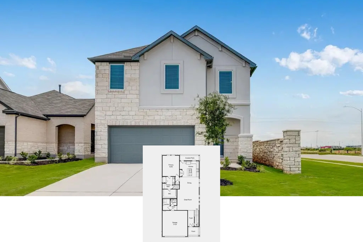 Modern 4-Bedroom Transitional-Style Home with Two-Story Foyer and Covered Patio (2,235 Sq. Ft. Floor Plan)