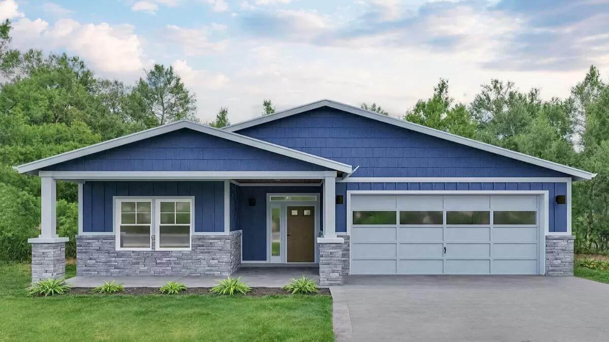 Craftsman Simplicity with a Bold Blue Facade