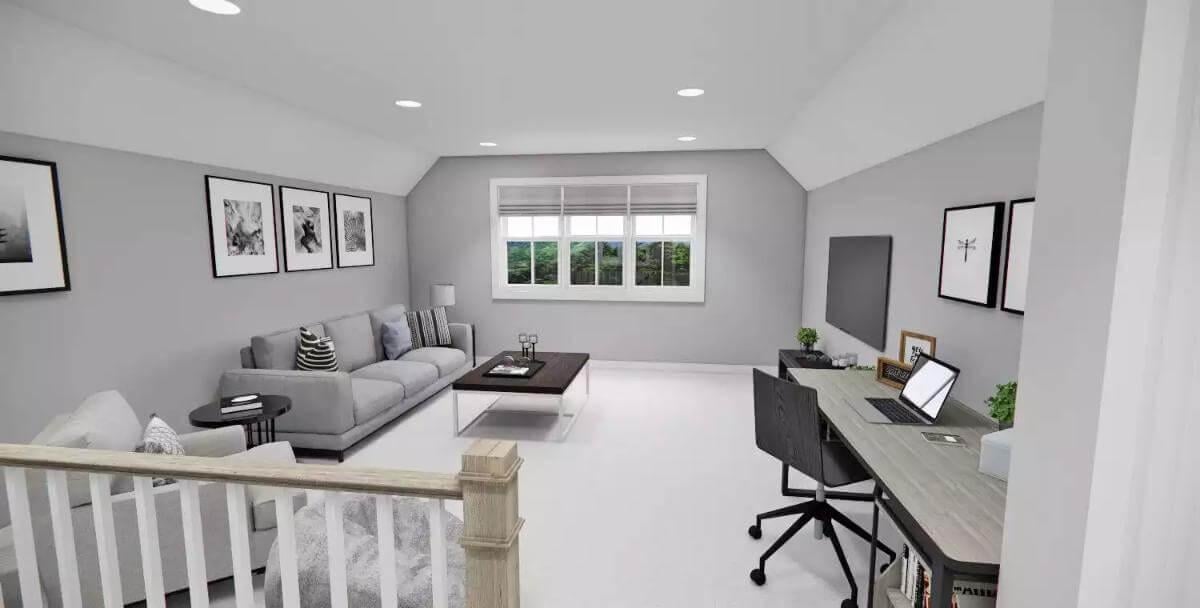 A Bright Loft with Cozy Seating and Functional Workspace