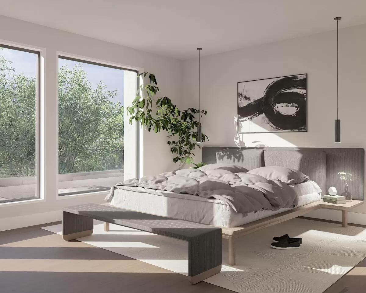 Unwind in This Modern Bedroom with Floor-to-Ceiling Windows