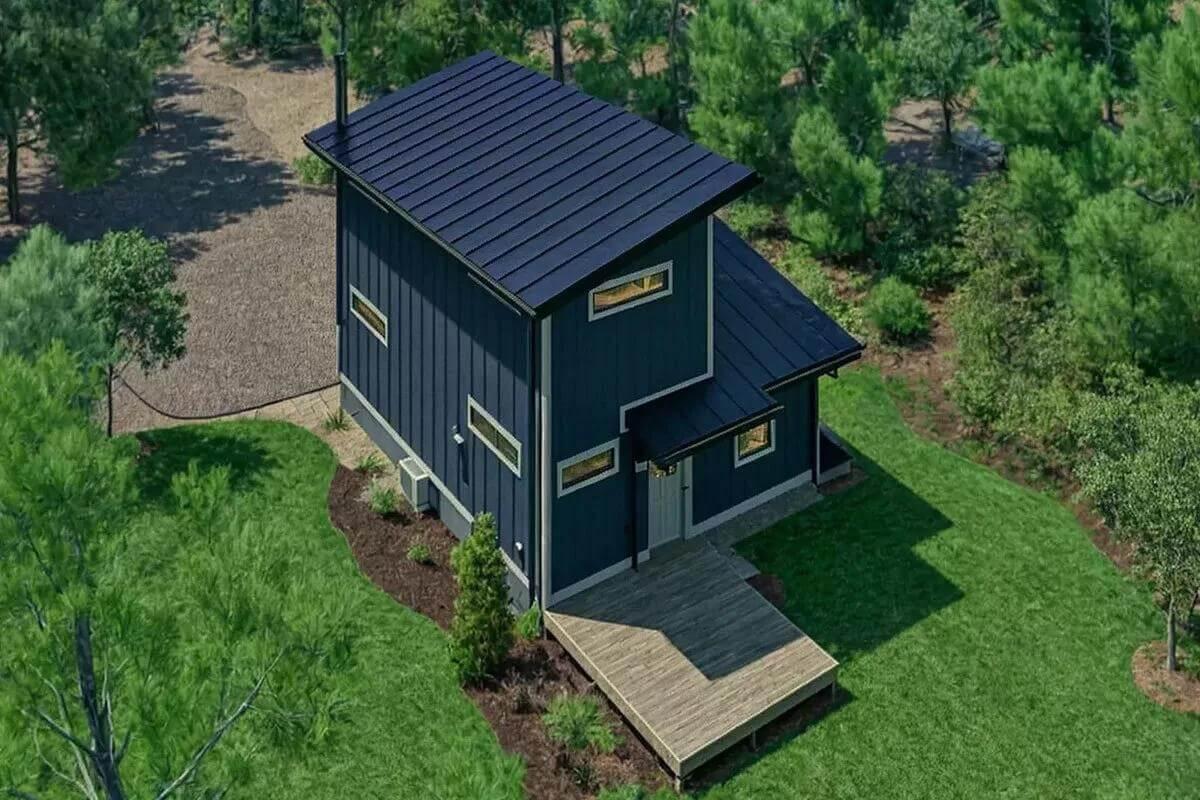 Notice the Angular Rooflines and Dark Siding in This Modern Craftsman Exterior