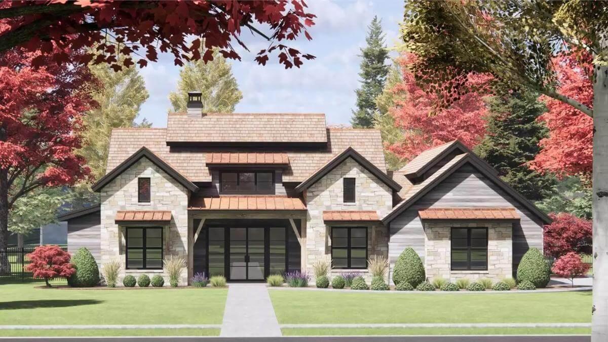Craftsman Home with Striking Stone Facade and Rustic Charm