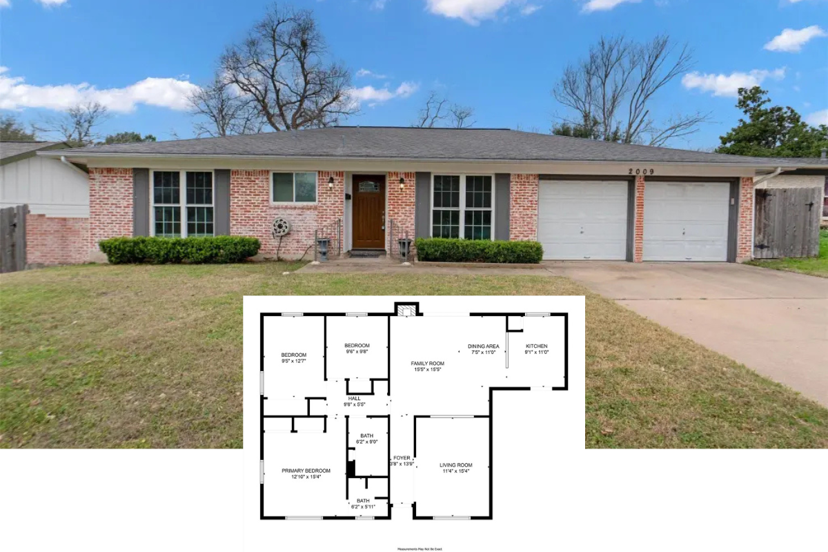 Ranch-Style 3-Bedroom Home with Covered Back Patio and Double Garage (1,300 Sq. Ft. Floor Plan)