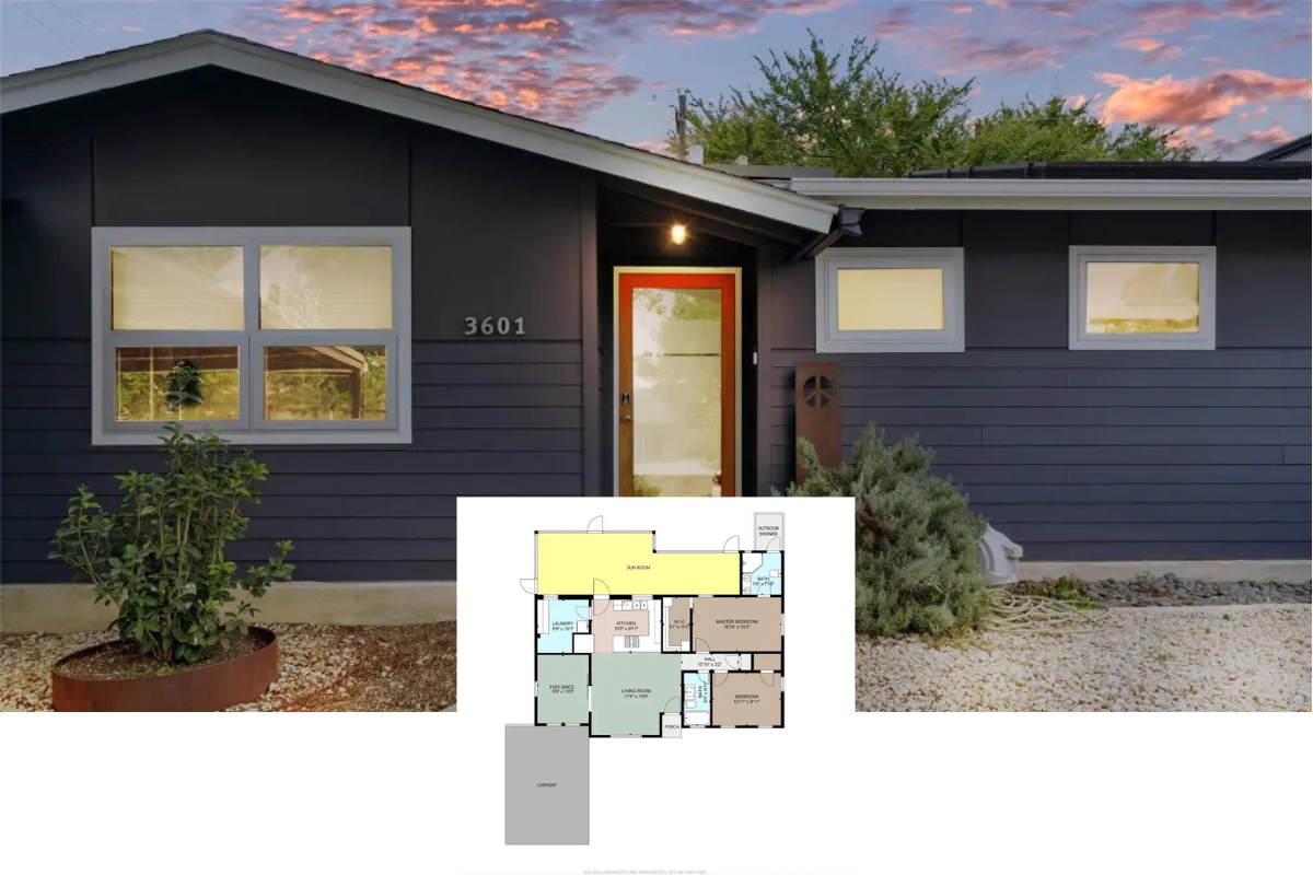 Mid-Century Modern 4-Bedroom Home with Screened Porch and Detached ADU (1,392 Sq. Ft. Floor Plan)