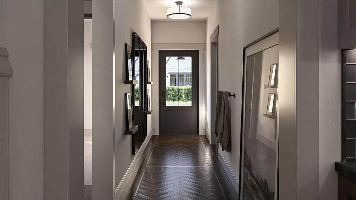 Welcoming Entryway with Elegant Chevron Flooring