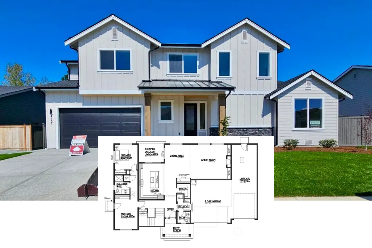 5-Bedroom Northwest Contemporary Home with Loft and Front Porch (3,297 Sq. Ft, Floor Plan)