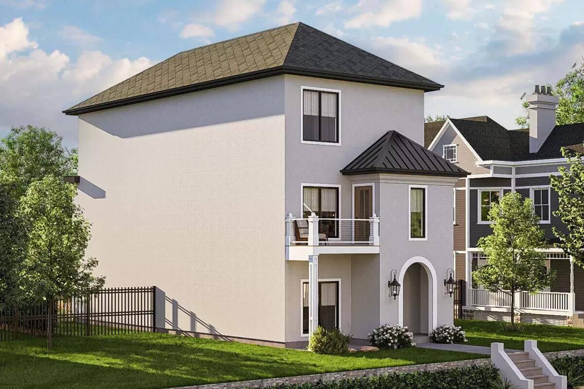 Sleek and Modern Exterior with Juliet Balcony Charm