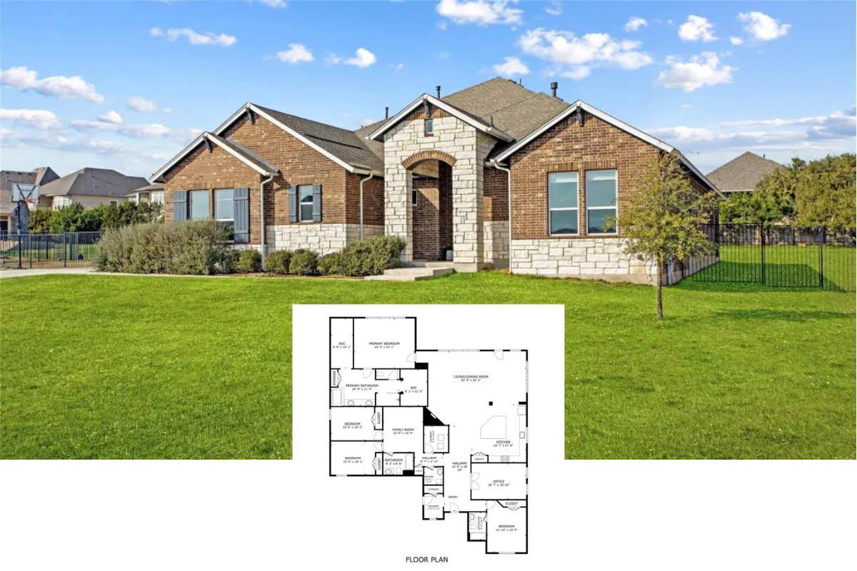 Traditional 5-Bedroom Ranch-Style Home with Open Floor Plan and 3-Car Angled Garage (3,815 Sq. Ft. Floor Plan)